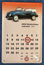 Collectible 3D Tin Metal 1952 Meisterklasse DKW Cabriolet Calendar Decor Sign picture