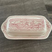 Vintage Memory Lane Red Transferware Butter Dish. Red Transferware, Cottage Core picture