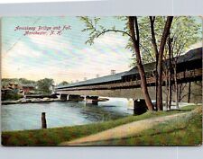Postcard Manchester New Hampshire Amoskeag Bridge And Fall Vintage Unposted picture