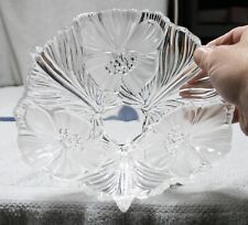 Pair of (2) Mikasa Germany Hibiscus Frosted Clear Crystal Serving Bowls 8