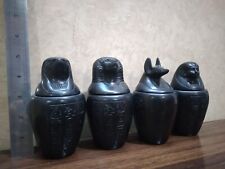 4 Egyptian Canopic Jars Organs Storage 5 inch-1.5KG-Basalt Stone-Hand Carved picture