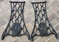 Vintage Singer Cast Iron Sewing Machine Table Legs with Wheels picture