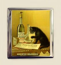 Absinthe Black Cat Cigarette Case Business Card ID Holder Wallet French picture