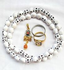 Artificial Skull Mund Pooja Mala Elastic Hinduism Puja Locket Iron & Brass Ring picture
