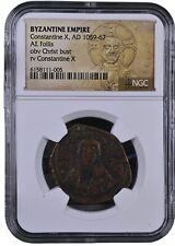 NGC Byzantine Bronze Folles Bust of Christ Jesus Christ - King of Kings HG picture