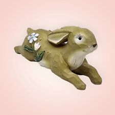 Ganz Resin Easter Bunny Rabbit Figurine With White Flowers EUC 6.5