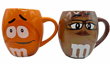 Lot of 2 M&M's 2015 Collector Big Face Barrel Mugs Orange and Ms. Brown picture