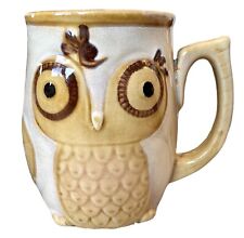 Vtg Gibson Home BROWN Ceramic Owl Mug Coffee Mug Cup picture