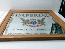 Vintage Imperial  Hiram Walker Bourbon Whiskey Bar / Game Room Mirror 16”x16” picture