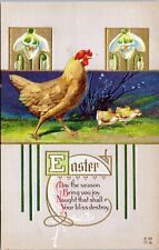 Easter Postcard Mother Hen Chickens Chicks NASH Embossed Antique IK picture