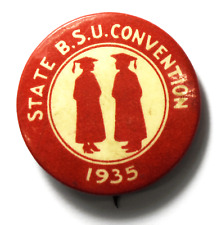 1935 State B.S.U. Convention Red Pinback 32mm Button picture