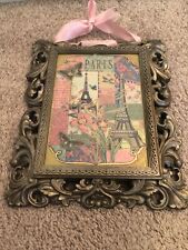 Paris Eiffel Tower Pink Blue Scroll Frame picture