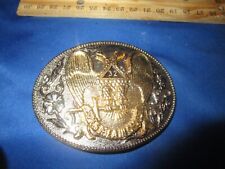 Double Eagle 32nd Degree Mason Belt Buckle  Silver & GOLD Vintage picture