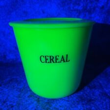 Vintage 1930s McKee Jadeite UV Uranium Glass Round Cereal Canister 5.5