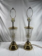 Pair of Vintage Rare 3-way Fine Cut Clear Crystal Brass Base Heavy Table Lamp #6 picture