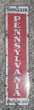 Vintage Antique Vertical Sinclair Pennsylvania  Motor Oil Gas Sign 60” x 15