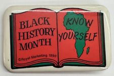Black History Month Know Yourself 1990 Royal Marketing Pinback Button picture