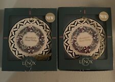 2 Lenox Wreath Ornament 1998 Massachusetts Second Colony Vtg Original Box picture