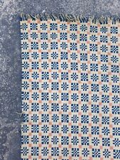Vintage Handmade Wool Reversible Welsh Blanket Tapestry Bedspread 204x165 cm picture