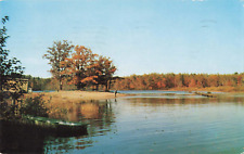 Greetings Manitowish Waters Wisconsin Below The Dam 1956 Vintage Postcard 123 picture