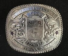 1989 National Finals Rodeo Trophy Belt Buckle, Gary Gist Sterling Silver Overlay picture