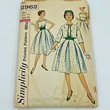 Vintage 1959 Simplicity Sewing Pattern 2962 Tea Dress Jacket Cummerbund PT2 picture