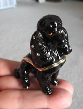 Bejeweled French Poodle Cloisonné Hand Enameled Hinged Trinket Box Figurine picture