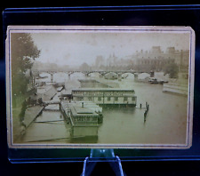 Antique Cabinet Card Photograph Restaurant on the Seine River Paris France picture