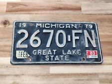 1979 Michigan License Plate - Great Lakes State - Black, Man Cave, Garage Decor picture