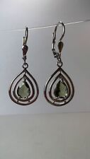 3.4g 17ct MOLDAVITE silver earrings pear 8×6 mm #ASP0112 picture