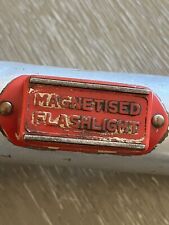 Vintage Usalite Silver/Red Magnetic Flashlight W/Magnet picture