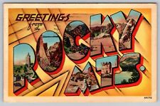 Greetings from Rocky Mts Mountains 1943 Vintage Post Card - C4 picture