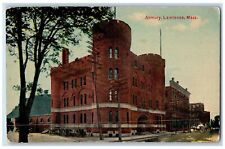 1912 Armory Building Tower Wagon Dirt Road Lawrence Massachusetts MA Postcard picture