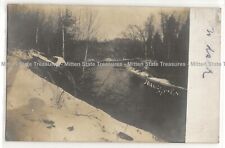 River in winter, Mancelona, Michigan; Antrim Co. history, photo postcard RPPC picture
