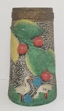 Vintage Antique Paper Mache Vase Match Holder Cranes Cherry Tree picture