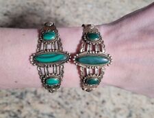 Vintage (1960's) 12 Kt GF Native American Cuffs With Malachite Stones - Set Of 2 picture