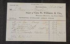 1873 Geo W Williams & Co Wholesale Druggists Billhead Receipt Hartford, CT picture