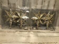 Set of 4 Silver/Gold Metallic Large Star Snowflake Christmas Ornament Holiday picture