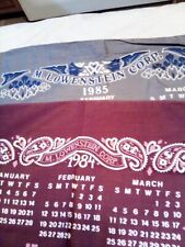 M. Lowenstein Corp 1984/1985 Calendar Cloth Bandana Grey/burgundy  picture