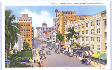 Postcard FL Flagler Street Looking West Miami Florida c.1934 Fairfax Olympia O11 picture