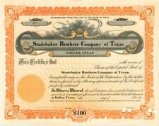 Studebaker Brothers Co. of Texas - Stock Certificate - Automotive Stocks picture