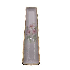 Limoges France Fine China Tray Trinket Mint Porcelain Flowers 8.5
