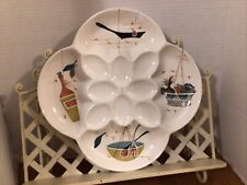 Patio Hand Painted Deviled Eggs Platter and Relish Tray 12” picture