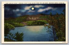 Postcard North Carolina Lake Lure At night Yacht Club Island 7Z picture