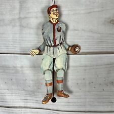 Vintage Midwest Importers Wooden Pull String Toy Baseball Player 9 1/2