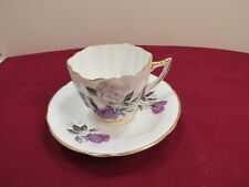 Vintage Royal London Bone China England Tea cup & Saucer Purple Rose Gold trim picture