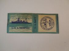 Vintage United States Navy U.S.S. Memphis Ship Matchbook Cover Naval Tennessee picture
