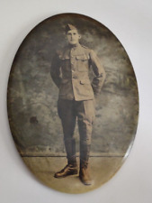 vintage antique photo pin pinback WWI soldier picture