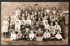 1913 / 14 Group SCHOOL Class RPPC Real Photo Postcard MAN w CIGAR picture