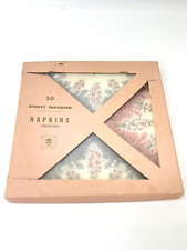 1950’s Box Set Dainty Imported Paper Napkins Floral Ephemera  Pretty New 50 Ct picture